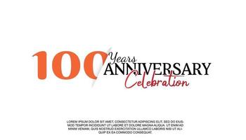 100 anos aniversário logótipo número com vermelho e Preto cor para celebração evento isolado vetor
