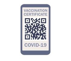 saúde Passaporte do vacinação para covid-19 ícone. certificado do vacinação em Smartphone tela com Código QR e passar Verifica marca vacinado. coronavírus vacina. vetor plano ilustração