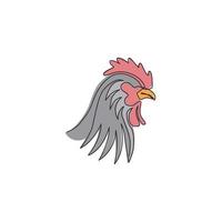 um único desenho de linha de um animal galo para a identidade do logotipo da empresa. conceito de mascote de pássaro galo para ícone de agricultura. linha contínua moderna desenhar ilustração de design gráfico vetorial vetor