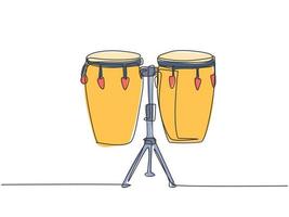 um desenho de linha contínua de tambor étnico africano tradicional, bongô. conceito de instrumentos musicais de percussão. ilustração vetorial de design gráfico de desenho de linha única dinâmica vetor