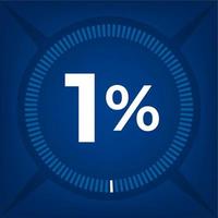 1 por cento contagem em Sombrio azul fundo vetor
