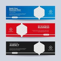 conjunto de três modelo de banners de negócios corporativos profissionais com lugar para foto. desenho vetorial eps 10 vetor