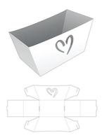 Tigela de papelão dobrável com janela em formato de coração e molde recortado vetor