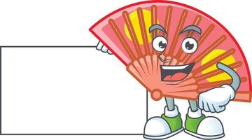 vermelho chinês dobrando ventilador desenho animado personagem estilo vetor