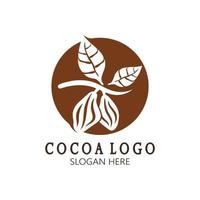 cacau logotipo, cacau feijão, cacau árvore, cacau galhos e folhas, chocolate misturar em branco plano de fundo, vintage, moderno, simples, minimalista ícone ilustração modelo Projeto vetor