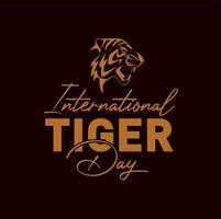 internacional tigre dia escrito com tigre face. vetor