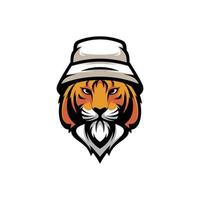 tigre chapéu de balde mascote logotipo Projeto vetor