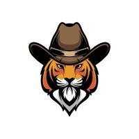 tigre vaqueiro mascote logotipo Projeto vetor