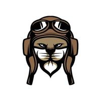 gato piloto mascote logotipo Projeto vetor