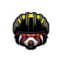vermelho panda bicicleta capacete mascote Projeto vetor