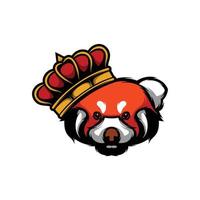 vermelho panda rei mascote Projeto vetor