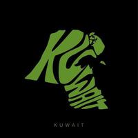 Kuwait mapa letras dentro verde cor. Kuwait letras tipografia. vetor