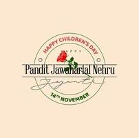 feliz crianças dia e pandit mandíbula Nehru Jayanti saudações tipografia. vetor