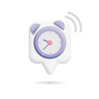 3d vetor empurrar notificação bate-papo bolha com alarme relógio lembrete símbolo Projeto