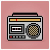 8 mordeu pixel vintage rádio. clássico rádio pixel para jogos de ativos e rede ícone dentro vetor ilustração.