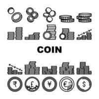 moeda dinheiro o negócio ícones conjunto vetor