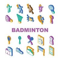 badminton peteca concorrência ícones conjunto vetor