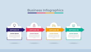 gráfico de processo de visualização de dados de negócios de infográficos de linha do tempo. gráfico de diagrama abstrato com etapas, opções vetor