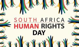 sul África humano direitos dia. marcha 21. para cumprimento cartão, poster, bandeira, modelo vetor