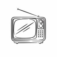 vintage retro televisão linha arte. retro televisão desenhado à mão vetor