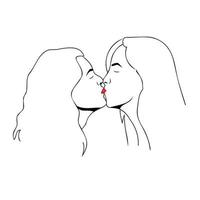 duas meninas se beijando vetor