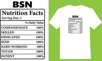 bsn nutrição fatos camiseta vetor