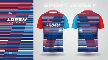 design de camisa esportiva de camisa azul vermelha vetor