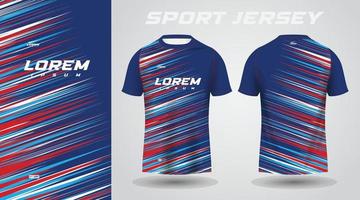 design de camisa esportiva de camisa azul vermelha vetor