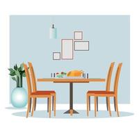jantar mesa semi plano cor vetor elemento. cheio tamanho objeto em branco. família rotina e tradição. servido família refeição simples desenho animado estilo ilustração para rede gráfico Projeto e animação