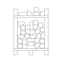 lenha dentro uma lenha ficar em pé, geométrico abstração, Preto linha desenho, rabisco isolado em branco fundo. vetor