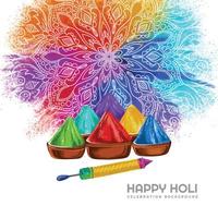 feliz holi celebração colorida cumprimento cartão fundo vetor