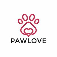 amor e gato ou cachorro pata imprimir, animal logotipo Projeto modelo vetor