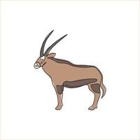 um desenho de linha contínua de órix robusto para a identidade do logotipo da empresa. conceito de mascote animal grande antílope africano mamífero para ícone do parque safari. ilustração em vetor moderno desenho de linha única