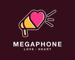 megafone Alto-falante anunciar megafone amor coração romântico romance linha desenho animado vetor logotipo Projeto