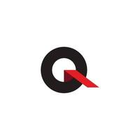 carta q seta fita simples 3d sombra plano logotipo vetor