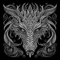 Dragão cabeça ilustração é uma impressionante representação do isto mítico criatura, captura a poder e mistério do a Dragão, uma símbolo do força e majestade vetor