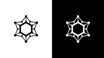 molécula logotipo hexágono tecnologia monograma Preto e branco ícone ilustração estilo desenhos modelos vetor