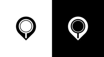 localizador logotipo localização PIN com lupa GPS posição ícone ilustração estilo desenhos modelos vetor