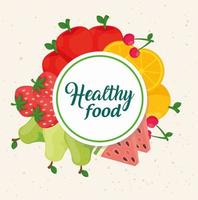 banner de comida saudável com frutas frescas vetor