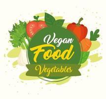 banner com vegetais frescos e saudáveis para o conceito de comida vegana vetor