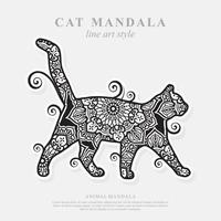 mandala de gato. elementos decorativos vintage. padrão oriental, ilustração vetorial. vetor