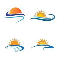 Conjunto de imagens do logotipo da praia do pôr do sol vetor