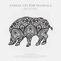 mandala de porco. elementos decorativos vintage. padrão oriental, ilustração vetorial. vetor