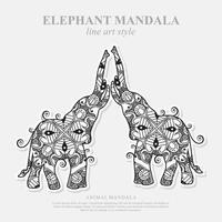 mandala de elefante. elementos decorativos vintage. padrão oriental, ilustração vetorial. vetor