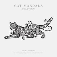 mandala de gato. elementos decorativos vintage. padrão oriental, ilustração vetorial. vetor