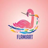 logotipo Projeto com a conceito do uma flamingo com uma escova dentro Está bico vetor