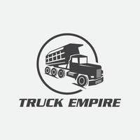 emblemas e emblemas clássicos do logotipo do caminhão pesado. caminhão com reboque e caminhão basculante vetor