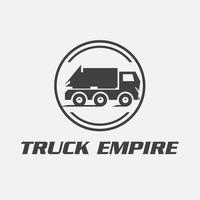 emblemas e emblemas clássicos do logotipo do caminhão pesado. caminhão com reboque e caminhão basculante vetor