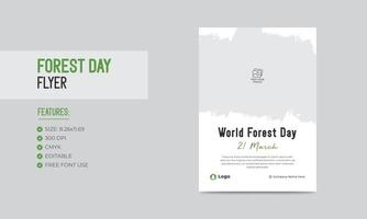 mundo floresta dia folheto modelo natureza floresta poster Projeto vetor
