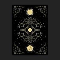 árvore do vida e todos vendo olho com a símbolo do a dois realismo a Sol e lua vetor